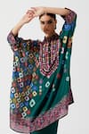 Shop_Rajdeep Ranawat_Green Silk Printed Geometric Band Collar Tunic  _Online_at_Aza_Fashions