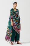 Rajdeep Ranawat_Green Silk Printed Geometric Cowl Asymmetric Tunic  _Online_at_Aza_Fashions