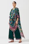 Buy_Rajdeep Ranawat_Green Silk Printed Geometric Cowl Asymmetric Tunic  _Online_at_Aza_Fashions