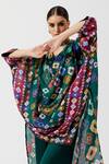 Shop_Rajdeep Ranawat_Green Silk Printed Geometric Cowl Asymmetric Tunic  _Online_at_Aza_Fashions