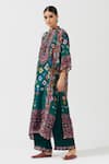 Buy_Rajdeep Ranawat_Green Silk Printed Geometric Band Collar Kurta  _Online_at_Aza_Fashions