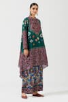 Rajdeep Ranawat_Green Silk Printed Geometric Band Collar Tunic  _Online_at_Aza_Fashions