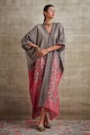 Buy_Rajdeep Ranawat_Pink Silk Embroidery V Neck Printed Tunic  _at_Aza_Fashions