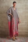 Rajdeep Ranawat_Pink Silk Embroidery V Neck Printed Tunic  _Online_at_Aza_Fashions