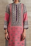 Shop_Rajdeep Ranawat_Pink Silk Embroidery Band Printed Kurta And Pant  _Online_at_Aza_Fashions