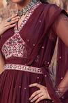 Buy_Awigna_Maroon Georgette Ruched Peplum And Sharara Set_Online_at_Aza_Fashions