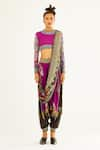 Buy_Rajdeep Ranawat_Purple Silk Printed Floral Tamara Turkish Pant Saree With Blouse  _Online_at_Aza_Fashions