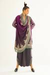 Buy_Rajdeep Ranawat_Black Satin Printed Floral South Dhoti Pant _at_Aza_Fashions