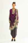 Rajdeep Ranawat_Black Satin Printed Floral South Dhoti Pant _at_Aza_Fashions
