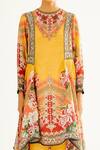 Rajdeep Ranawat_Yellow Silk Printed Floral Round Neck Aamilah High Low Tunic  _Online_at_Aza_Fashions