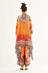 Shop_Rajdeep Ranawat_Orange Silk Printed Floral Band Collar Navya Draped Tunic  _at_Aza_Fashions