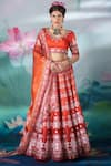 Buy_Rajdeep Ranawat_Orange Blouse Lycra Printed Floral And Animal Leela Dupion Lehenga Set  _at_Aza_Fashions