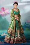 Rajdeep Ranawat_Green Blouse Lycra Printed Multi Motifs V Neck Leela Lehenga Set  _Online_at_Aza_Fashions