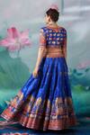 Shop_Rajdeep Ranawat_Blue Blouse Lycra Printed Multi Motifs V Leela Dupion Lehenga Set  _at_Aza_Fashions