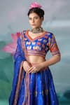 Shop_Rajdeep Ranawat_Blue Blouse Lycra Printed Multi Motifs V Leela Dupion Lehenga Set  _Online_at_Aza_Fashions