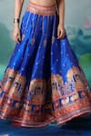 Rajdeep Ranawat_Blue Blouse Lycra Printed Multi Motifs V Leela Dupion Lehenga Set  _at_Aza_Fashions