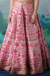 Rajdeep Ranawat_Pink Printed Lotus Motifs Cowl Neck Leela Skirt And Satin Top Set  _at_Aza_Fashions