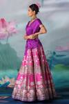 Shop_Rajdeep Ranawat_Purple Satin Leela Printed Skirt And Draped Tunic Set_Online_at_Aza_Fashions