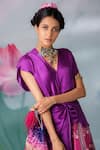 Rajdeep Ranawat_Purple Satin Leela Printed Skirt And Draped Tunic Set_at_Aza_Fashions