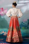 Shop_Rajdeep Ranawat_Red Printed Multi Motifs V Neck Collar Leela Skirt Set  _at_Aza_Fashions