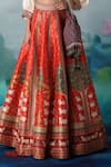 Rajdeep Ranawat_Red Printed Multi Motifs V Neck Collar Leela Skirt Set  _at_Aza_Fashions