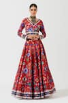 Rajdeep Ranawat_Red Blouse Lycra Lehenga Dupion Dupatta Kota Silk Printed Set  _Online_at_Aza_Fashions