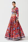 Buy_Rajdeep Ranawat_Red Blouse Lycra Lehenga Dupion Dupatta Kota Silk Printed Set  _Online_at_Aza_Fashions