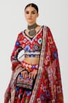 Shop_Rajdeep Ranawat_Red Blouse Lycra Lehenga Dupion Dupatta Kota Silk Printed Set  _Online_at_Aza_Fashions