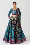 Buy_Rajdeep Ranawat_Green Blouse Lycra Lehenga Dupion Dupatta Kota Silk Printed Set  _at_Aza_Fashions