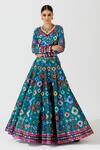 Rajdeep Ranawat_Green Blouse Lycra Lehenga Dupion Dupatta Kota Silk Printed Set  _Online_at_Aza_Fashions