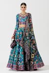 Buy_Rajdeep Ranawat_Green Blouse Lycra Lehenga Dupion Dupatta Kota Silk Printed Set  _Online_at_Aza_Fashions