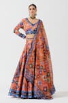 Buy_Rajdeep Ranawat_Orange Blouse Lycra Lehenga Dupion Dupatta Kota Silk Printed Set  _at_Aza_Fashions