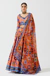 Buy_Rajdeep Ranawat_Orange Blouse Lycra Lehenga Dupion Dupatta Kota Silk Printed Set  _Online_at_Aza_Fashions