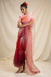 Buy_Rajdeep Ranawat_Pink Organza Silk Round Bandhani Print Saree  _at_Aza_Fashions