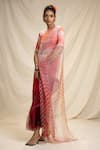 Rajdeep Ranawat_Pink Organza Silk Round Bandhani Print Saree  _Online_at_Aza_Fashions