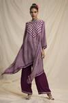 Buy_Rajdeep Ranawat_Purple Silk Round Bandhani Print Tunic And Pant Set_at_Aza_Fashions