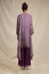 Shop_Rajdeep Ranawat_Purple Silk Round Bandhani Print Tunic And Pant Set_at_Aza_Fashions