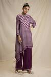 Rajdeep Ranawat_Purple Silk Round Bandhani Print Tunic And Pant Set_Online_at_Aza_Fashions