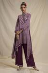 Buy_Rajdeep Ranawat_Purple Silk Round Bandhani Print Tunic And Pant Set_Online_at_Aza_Fashions