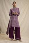 Shop_Rajdeep Ranawat_Purple Silk Round Bandhani Print Tunic And Pant Set_Online_at_Aza_Fashions