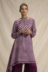 Rajdeep Ranawat_Purple Silk Round Bandhani Print Tunic And Pant Set_at_Aza_Fashions