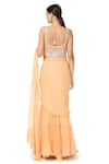 Shop_Rabani & Rakha_Peach Georgette V Neck Tiered Lehenga Saree  _at_Aza_Fashions