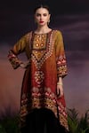 Buy_Rajdeep Ranawat_Red Silk Navya Asymmetric Tunic And Pant Set_Online_at_Aza_Fashions