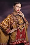 Buy_Rajdeep Ranawat_Yellow Silk Chanel Asymmetric Cape Tunic  _at_Aza_Fashions