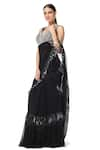 Rabani & Rakha_Black Georgette V Neck Embroidered Lehenga Saree With Blouse  _Online_at_Aza_Fashions