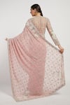 Shop_Rabani & Rakha_Pink Georgette Round Zaynab Saree With Blouse  _at_Aza_Fashions