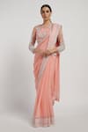 Buy_Rabani & Rakha_Pink Chiffon Round Zaynab Saree With Blouse  _at_Aza_Fashions