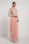 Rabani & Rakha_Pink Chiffon Round Zaynab Saree With Blouse  _Online_at_Aza_Fashions