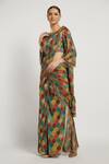 Buy_Rabani & Rakha_Multi Color Georgette Square Neck Sairaa Pre-draped Lehenga Saree _Online_at_Aza_Fashions