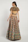 Shop_Rabani & Rakha_Multi Color Georgette, Sheeting V Neck Rabia Printed Lehenga Set _at_Aza_Fashions